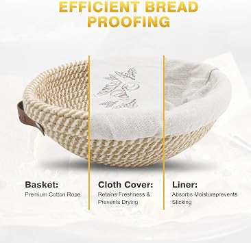 Nikkar Banneton Bread Proofing Basket Set of 2, 10 Inch Round 11Inch Oval