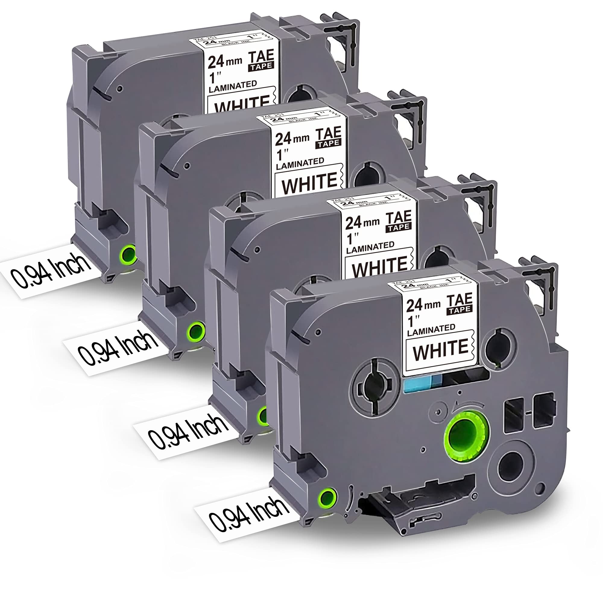 ESSER 4 Pack Label Maker Tape Replacement for Brother TZe-251 TZ Tape 24mm 0.94 Laminated White Tz Label Tape Compatible with Brother P Touch PTD600 PTP710BT PTP750W Label Maker