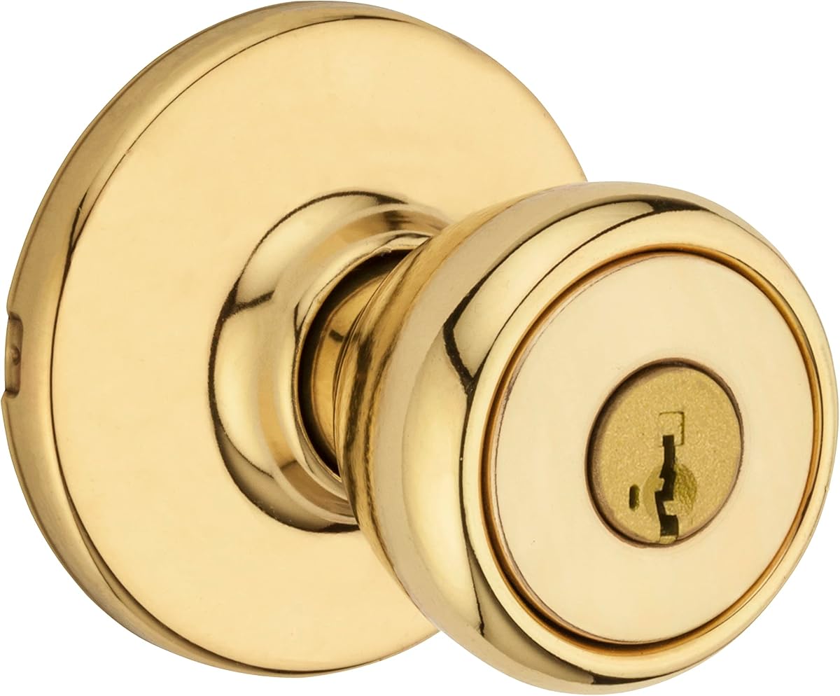 400T-3SV1 Tylo Knob Entry Door Lock SmartKey with New Chassis with 6AL Latch and RCS Strike Bright Brass Finish