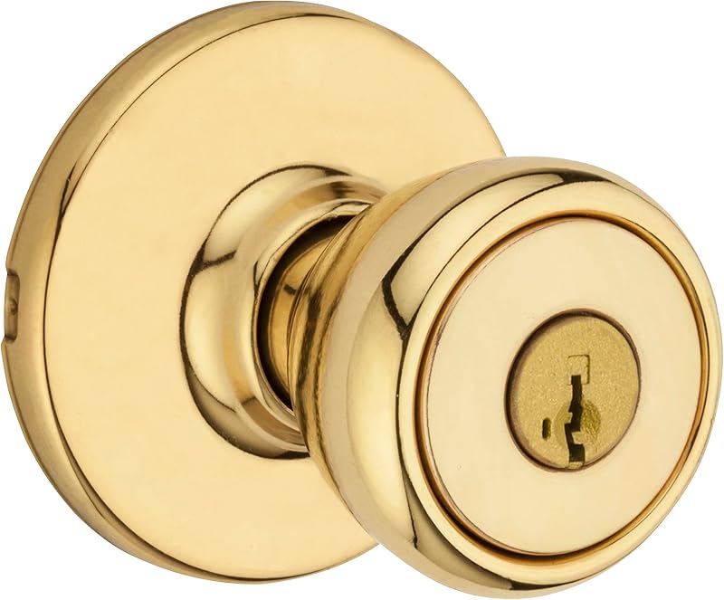 400T-3SV1 Tylo Knob Entry Door Lock SmartKey with New Chassis with 6AL Latch and RCS Strike Bright Brass Finish