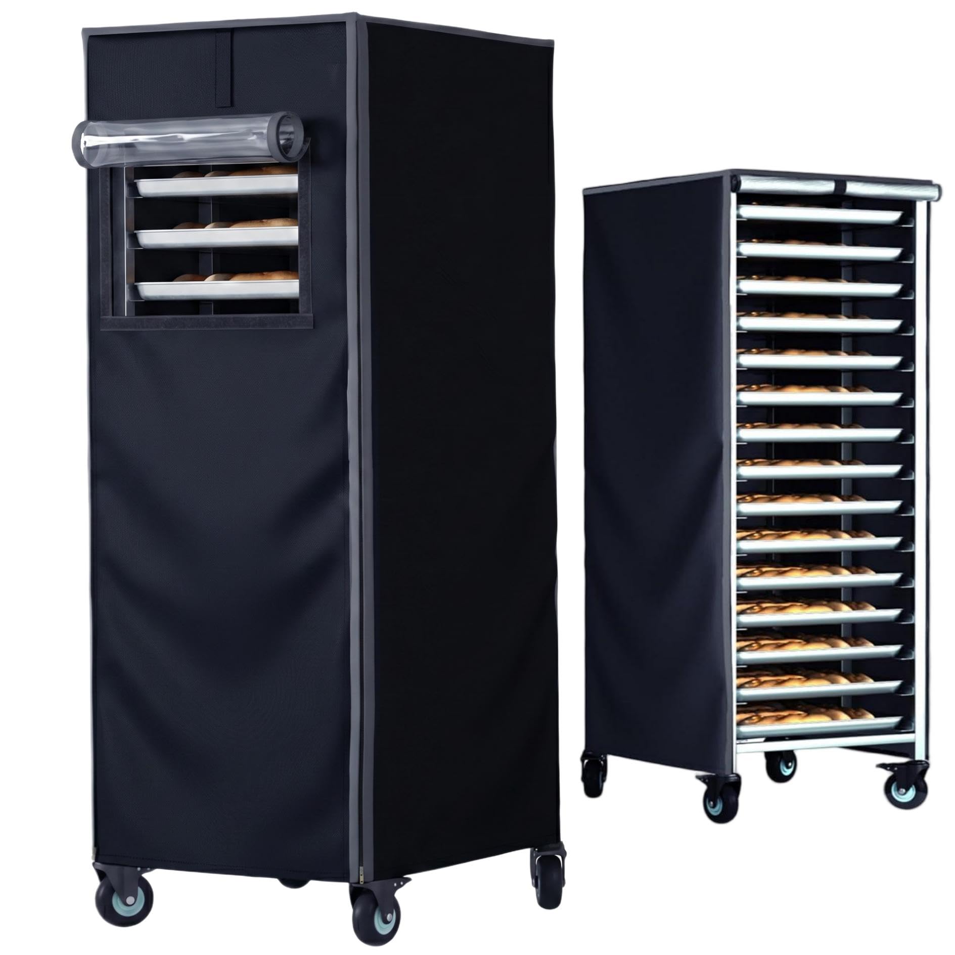 Cubierta para estante de panadería con cremallera, estante de 20 niveles con rejillas de ventilación, cubierta de estante para pan, 23 x 28 x 64 pulgadas, estante de pan de alta densidad, impermeable