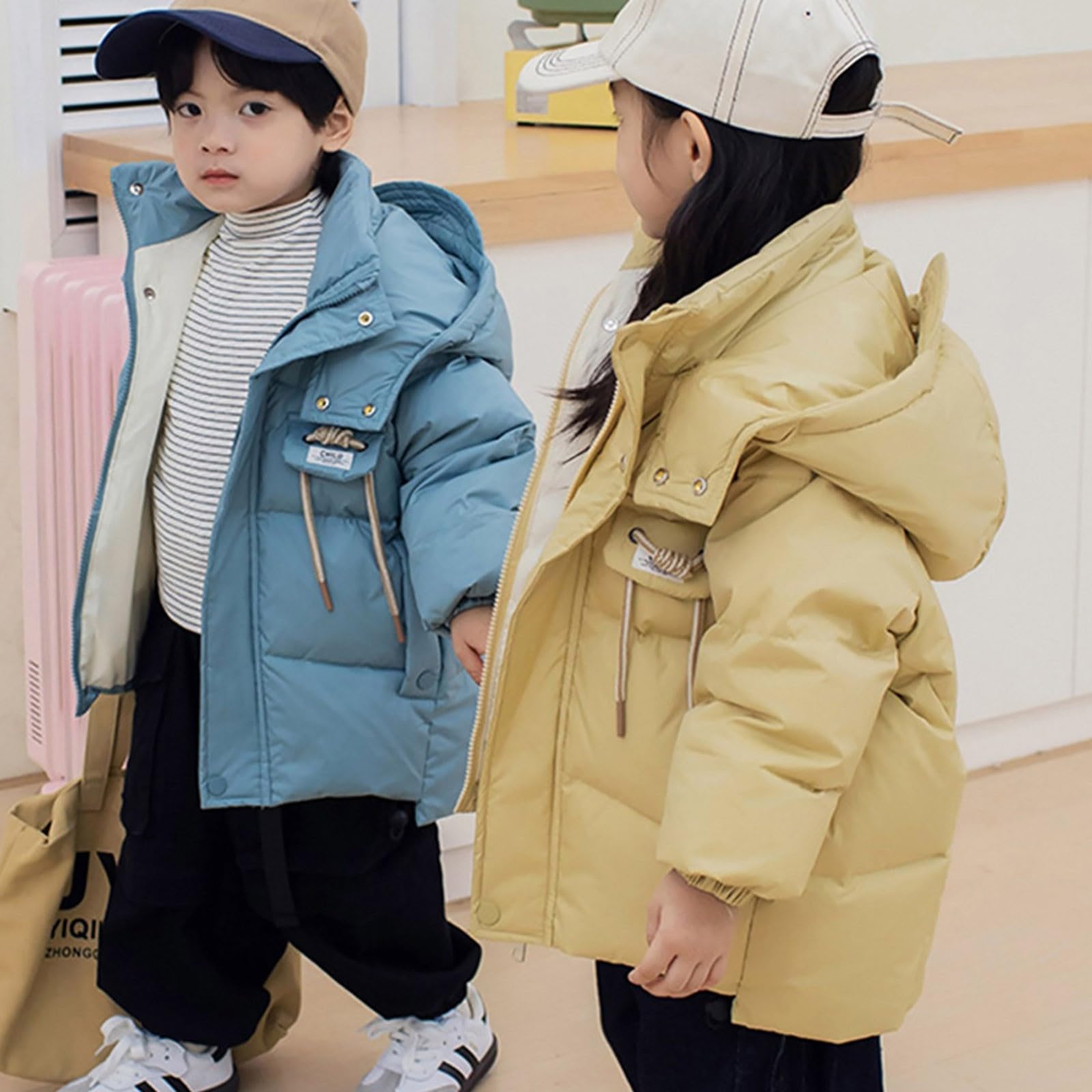FGUUTYM Niños Niño Bebé Niña Invierno Cálido Grueso Sólido Algodón Manga Larga Chaqueta Acolchada Abrigo Ropa Bebé Niño 68 Primavera