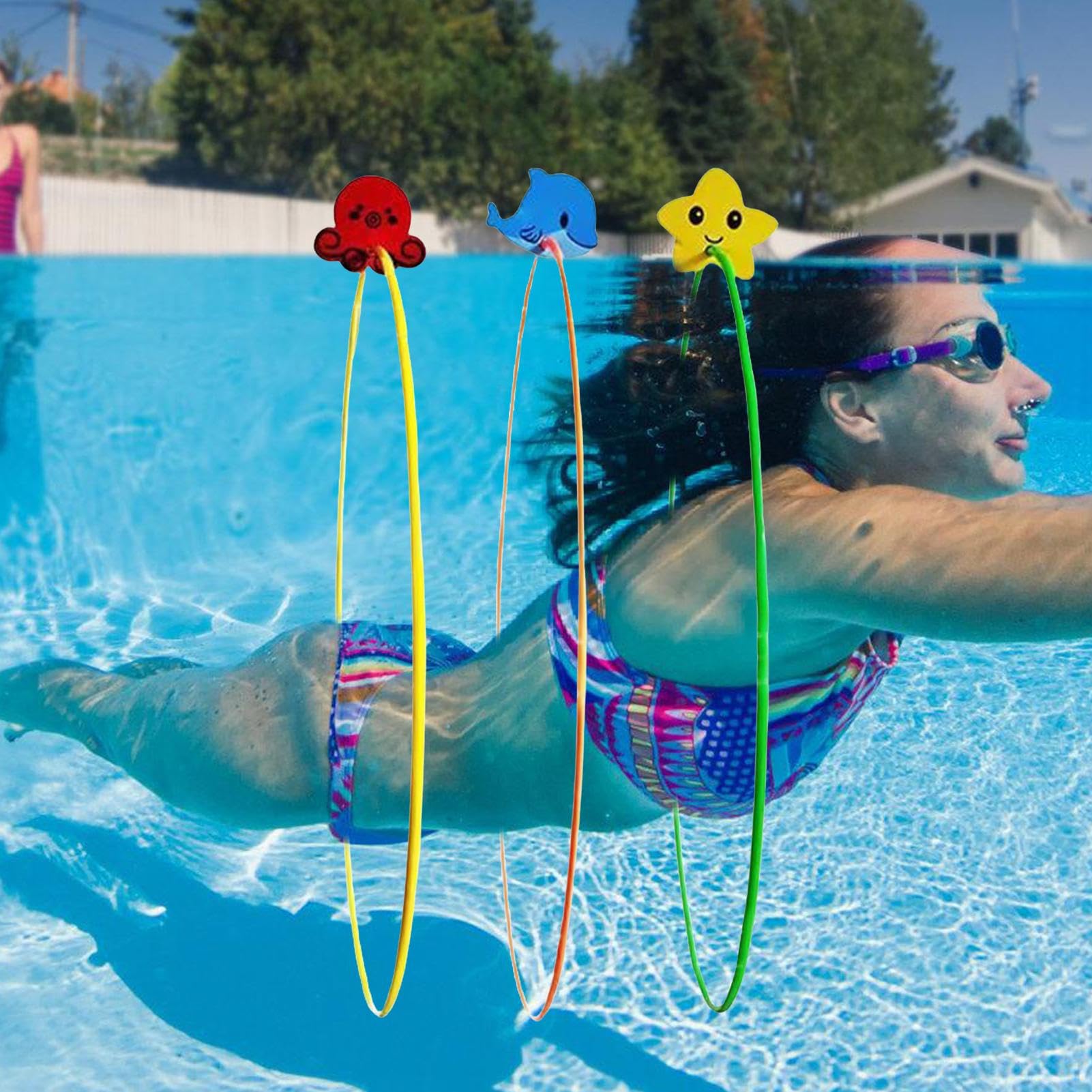 Swim Thru Rings Lot de 3 anneaux de plongée de haute stabilité pour piscine sous-marine