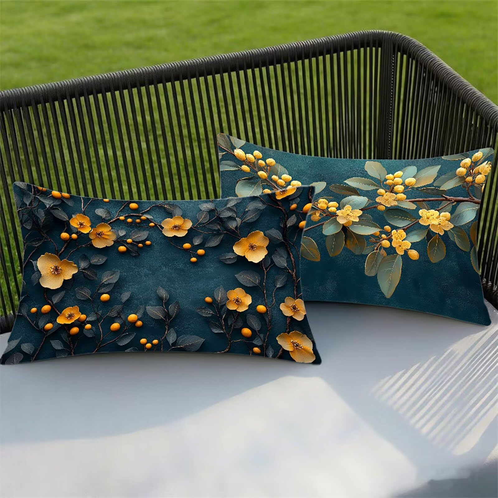 Federe Cuscino 60x80 Set di 2, Fiore Federe Cuscini Divano Velluto Morbido, Rettangolari Copricuscini 60x80cm Con Cerniera Invisibile, Copricuscino per Camera Casa Decorazioni, Nordico X-6328