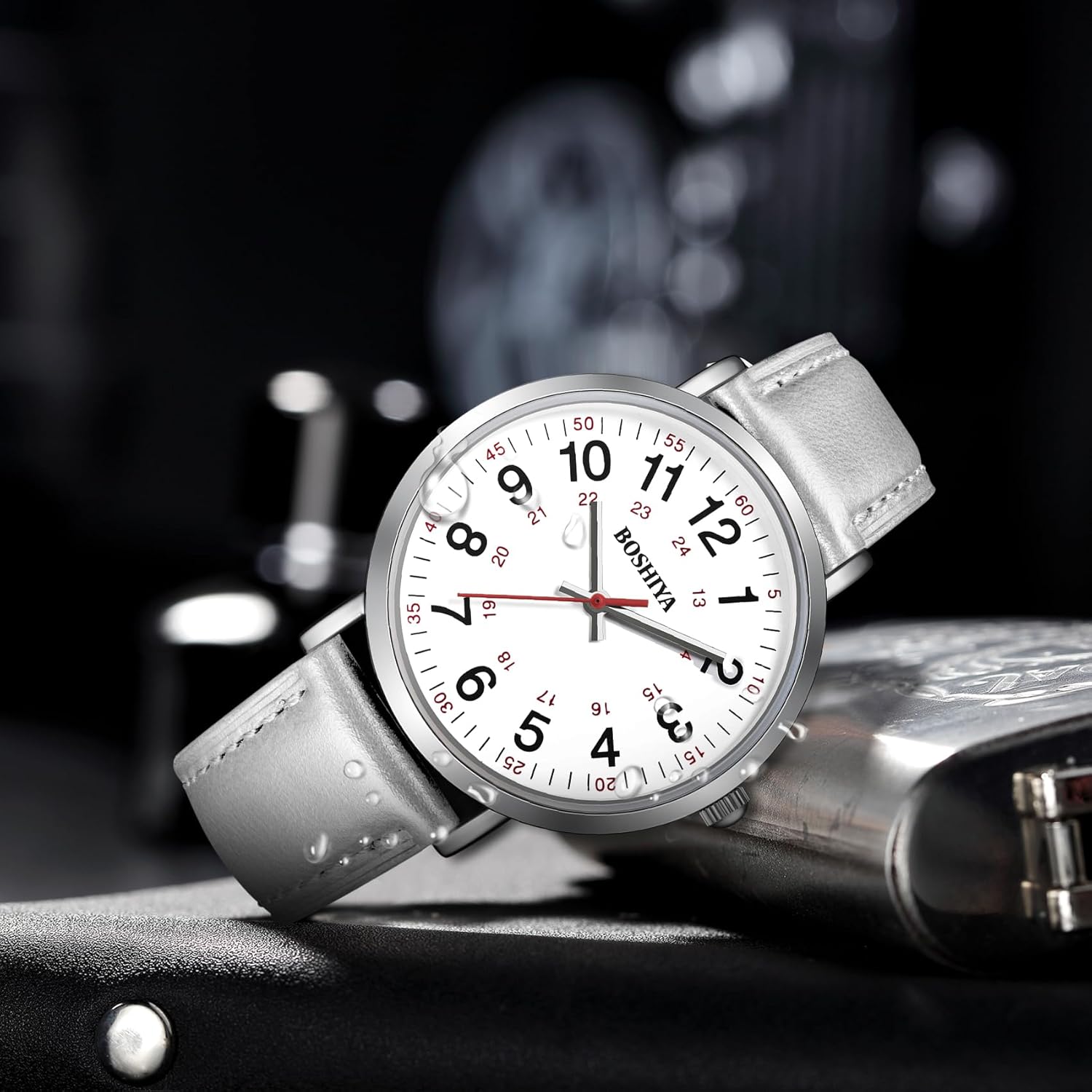 BOSHIYA Women's Easy Reader 36mm Watch Leather Band Watchs （White） Leather-White image 3 of 8 B0BWDTSP7V