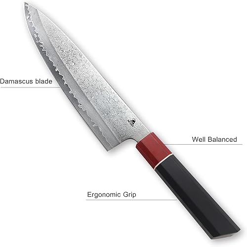 Miniatura 3 de Miyake Cuchillo de chef  Cuchillo de cocina profesional japonés de Damasco Gyuto de 8 pulgadas, cuchillos de chef japoneses de acero súper afilado,