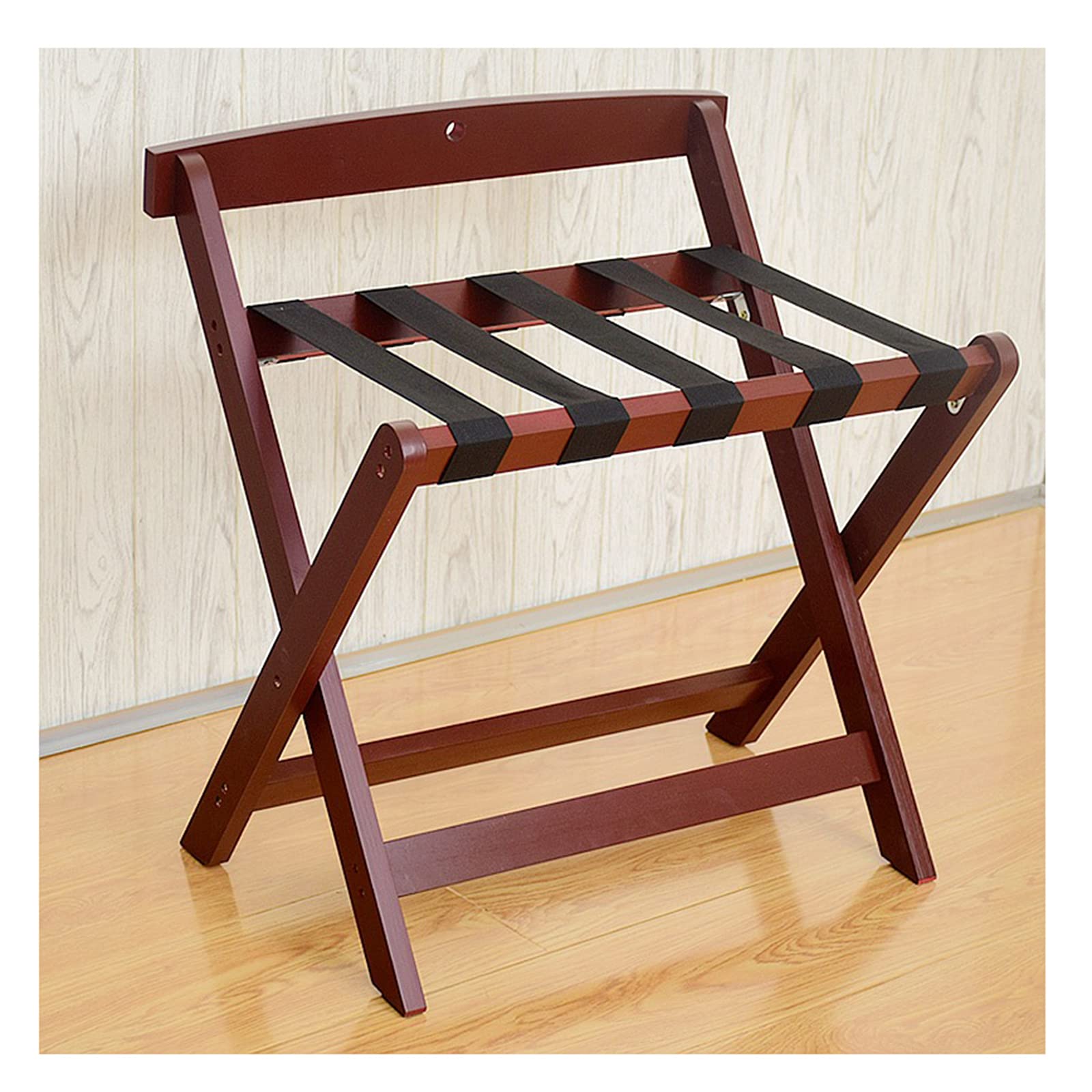 MSHGSKU Wooden Folding Luggage Rack Guest Room Luggage Stand With Backrest Luggage Holder No Assembly Required For Bedroom Guest Room Hotel-Red 60Cm L X50Cm W X65Cm H,Red-60cm l x50cm w x65cm h