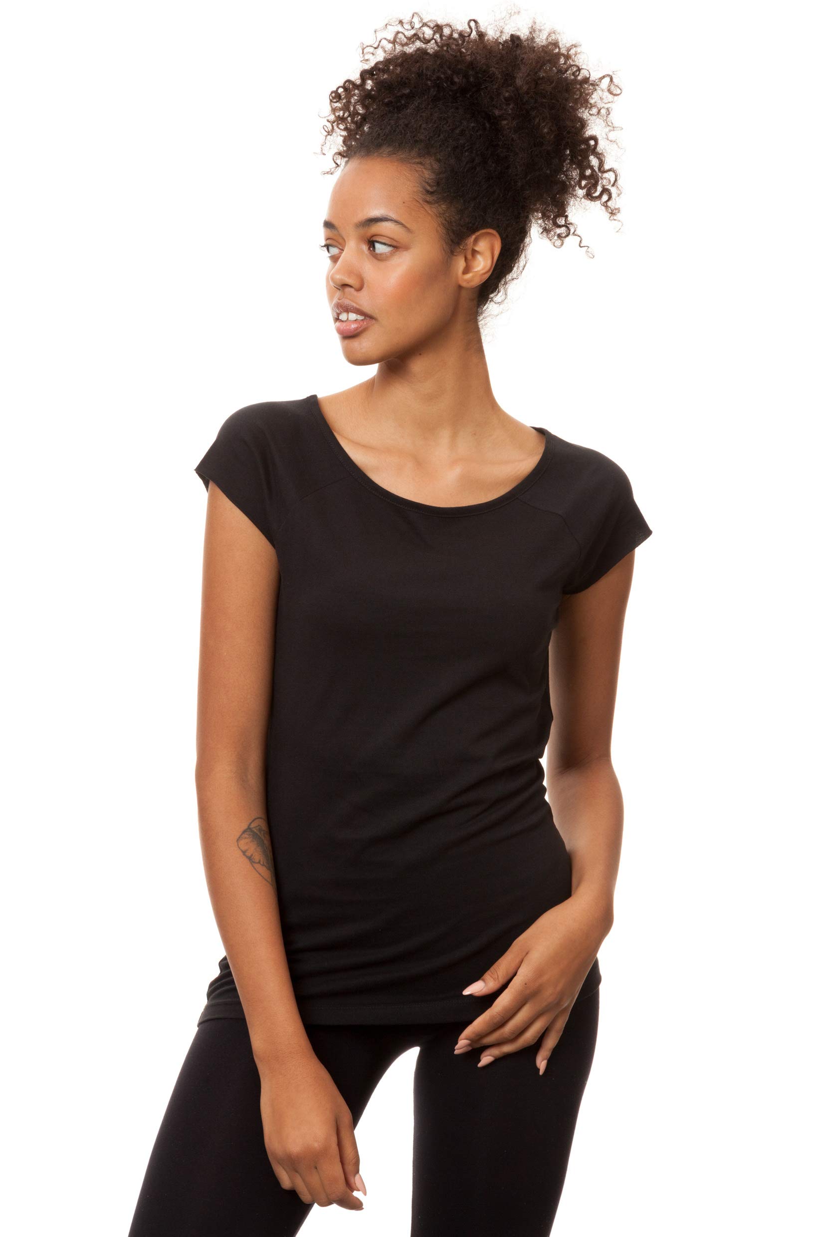 FellHerz Damen T-Shirt 3-er Pack Schwarz aus 100& Biobaumwolle, Nachhaltig, Bio, Fair und Vegan