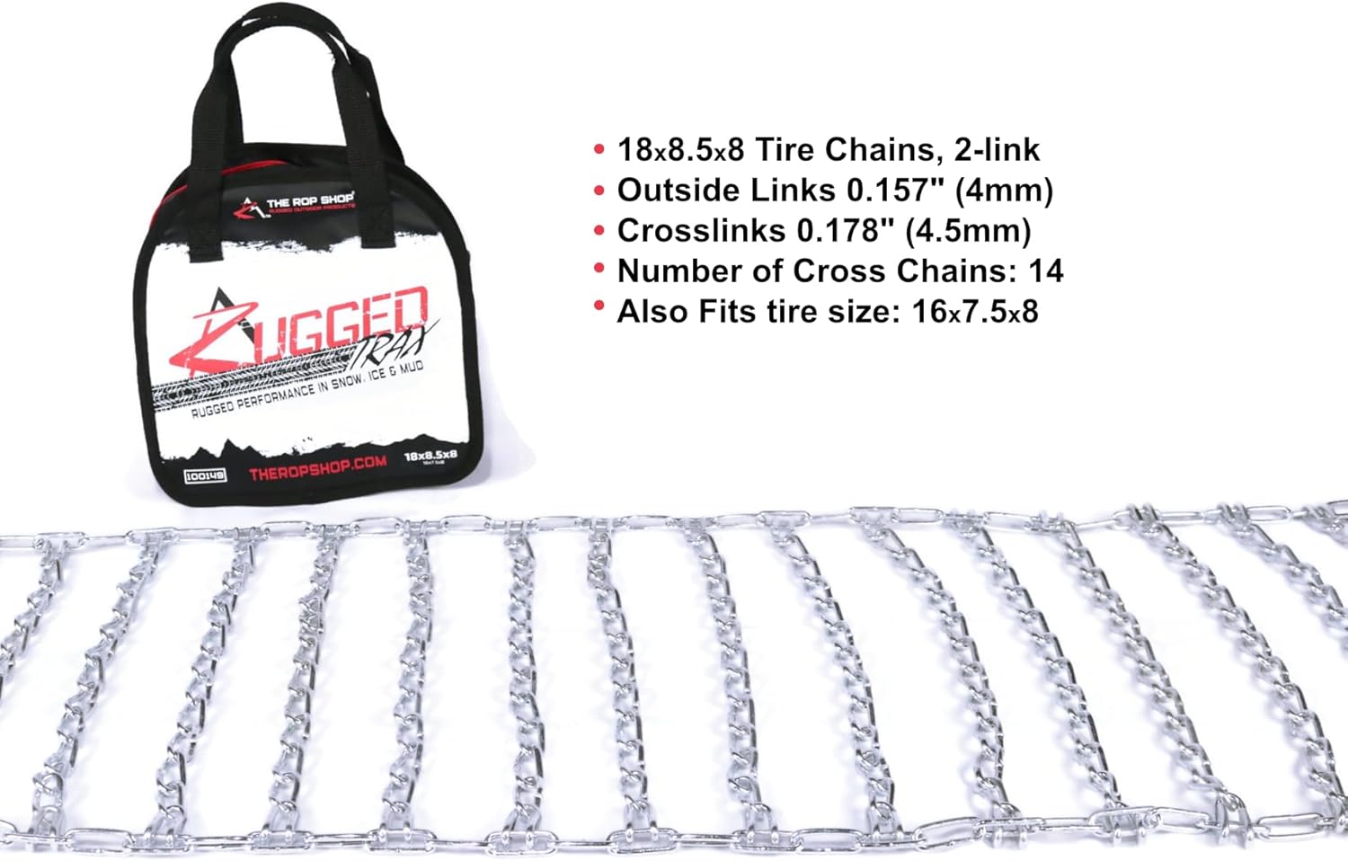 The ROP Shop 2 Link Tire Chain Pair for Suzuki 16x7.5x8 Front 23x10x12 Rear ATV UTV Tires