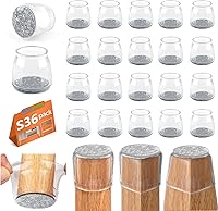 Vista 39 de BAIPOK 36 piezas de protectores cuadrados para patas de silla, protectores de patas de silla de silicona para suelos de madera dura, almohadillas