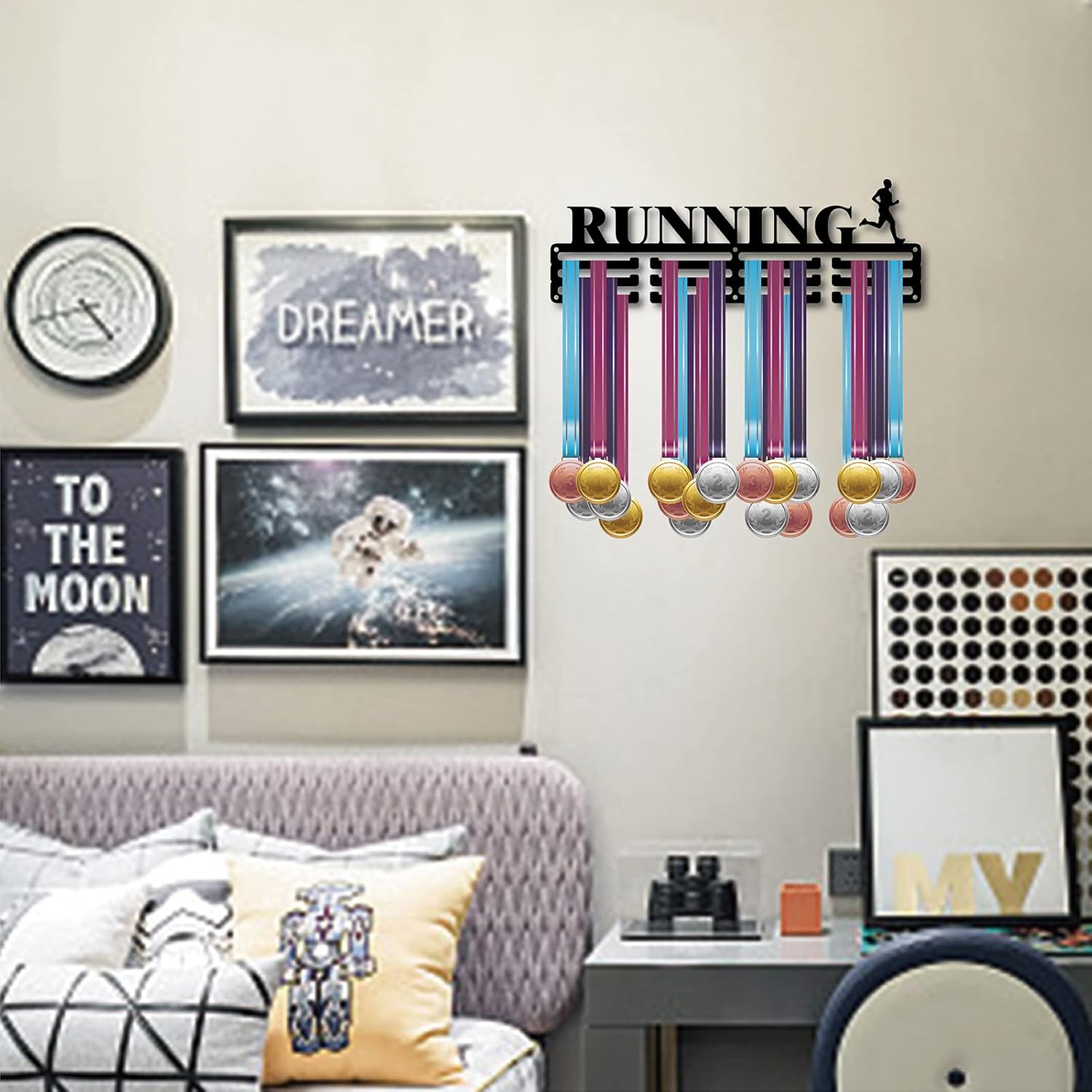 CREATCABIN Medal Holder Sport Running Athlete Medals Hanger Display Stand Wall Mount Hanger Decor Holders for Runners for Home Badge 3 Rung Medalist Runner Soccer Gymnastics Over 60 Medals