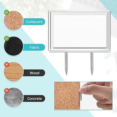 Miniatura 5 de Amylove 10 pines plateados para cubículo, divisiones, pasadores de empuje largos, clips de tela, soportes para placa de nombre de cubículo para