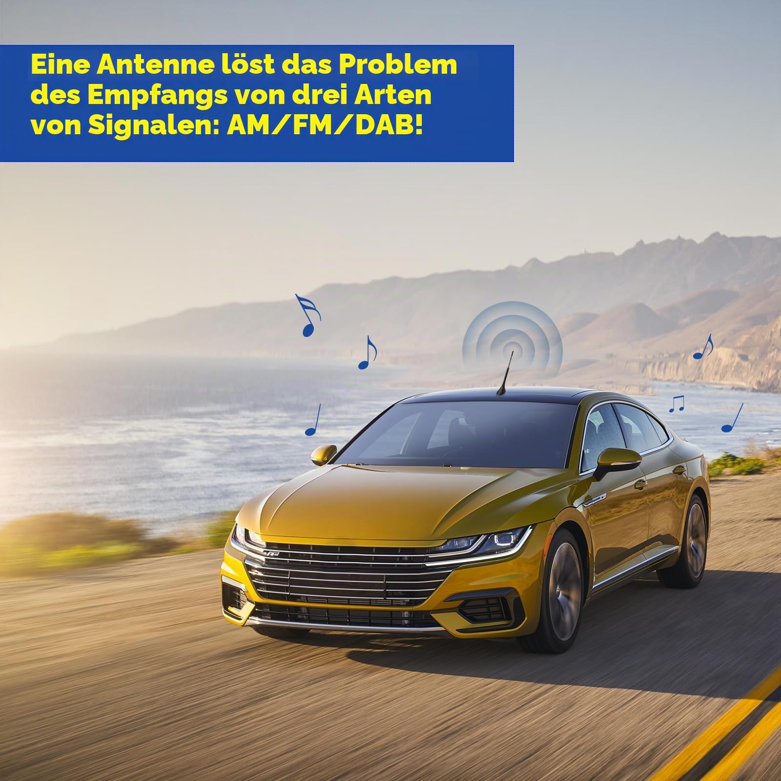 Eightwood DAB Antenne Auto Dachantenne mit Verstärker Splitter SMB DIN FM