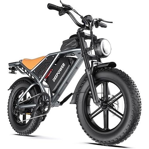 DEEPOWER Electric Bike for Adults,1500W/3500W Peak Motor,30MPH Electric Bicycle,48V 20AH/35AH/60AH Battery,35-180 Miles,20" Fat Tire Ebike, Shaman0 7-Speed Electric Dirt Bike