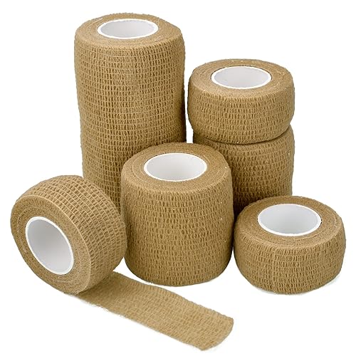 Miniatura 1 de AccEncyc Surtido de 6 rollos de vendaje autoadhesivos de 1 pulgada, 2 pulgadas, 4 pulgadas x 14.7 pies, cinta elástica atlética, cinta adhesiva para