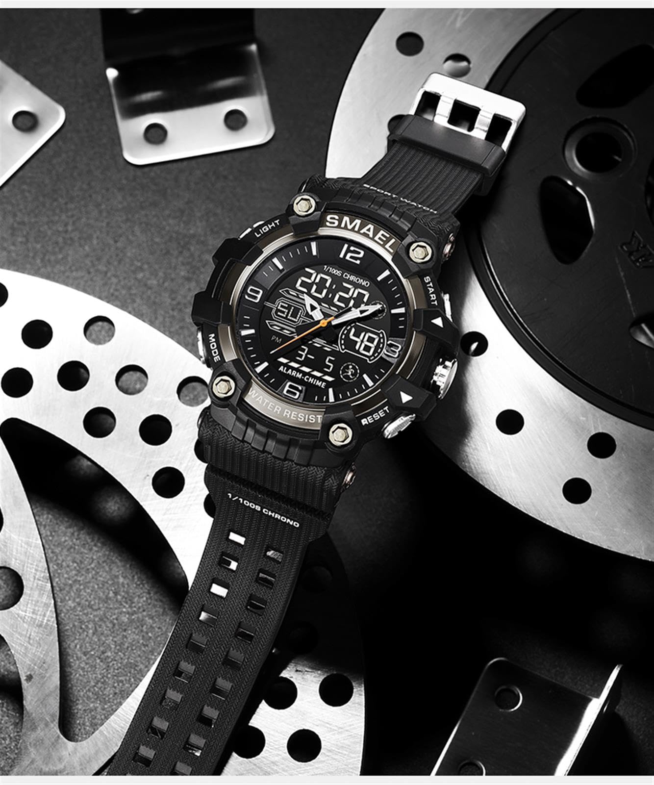 Montre Sport Homme Digitale Etanche 5 Bar avec Chronographe Alarme LED Eclairage Date-Montres avec Bracelet en Silicone