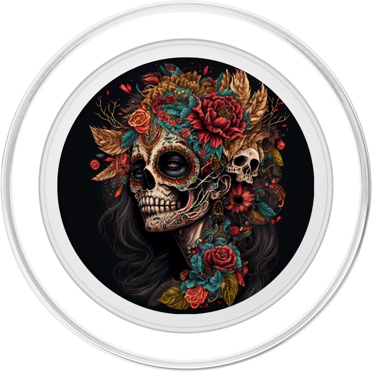 Sugar Skull Floral, Día de Los Muertos, Flowers Sugarskull PopSockets MagSafe PopGrip for iPhone