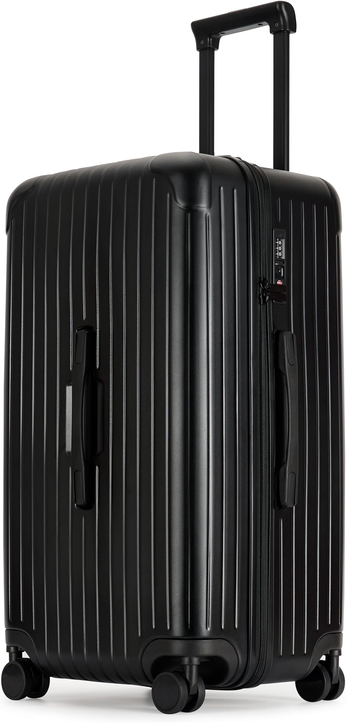 PRIMICIA GinzaTravel Trunk Luggage 26 Inch suitcase with Spinner Wheels Scratch resistant texture Lightweight PC material with TSA Lock (Black, 26 inch), Black
