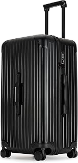 GinzaTravel Trunk Luggage 26 Inch suitcase with Spinner Wheels Scratch resistant texture Lightweight PC material with TSA Lock (Black, 26 inch)