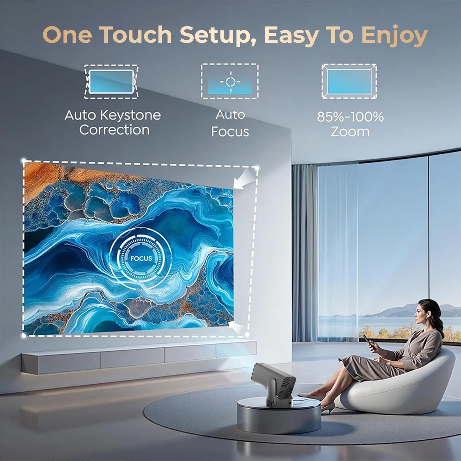 WZATCO Yuva Go Max, Android 13, Fully Automatic, Projector 4k Ultra HD, Native 1080P, Live TV, ARC, WiFi 6 & BT, Screen Mirroring, 11000 Lumens, Portable Room Cinema, Grey — Amazon image 5