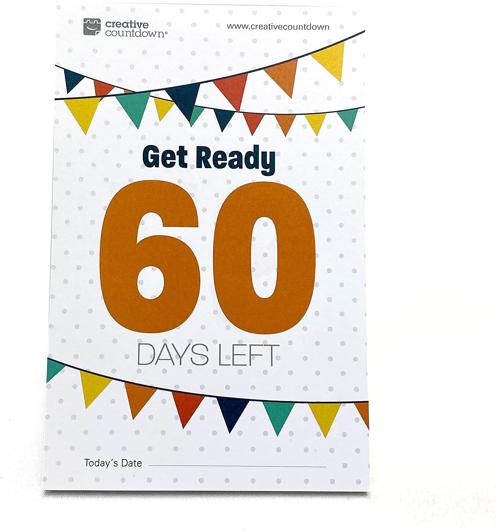 60-Day Event, Goal & Special Occasion Tear Away Count Down Calendar - 5.75"x3.75" - Colorful Flags & Built-in Stand - Special Event Countdown Calendar for Goals - Motivational Daily Reminder for Home