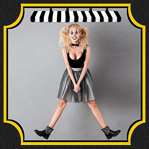 Miniatura 7 de Boao Paquete de 4 toldos de circo para decoración de toldo de cartón con rayas 3D, decoración de pared de carnaval, recuerdos de fiesta de circo