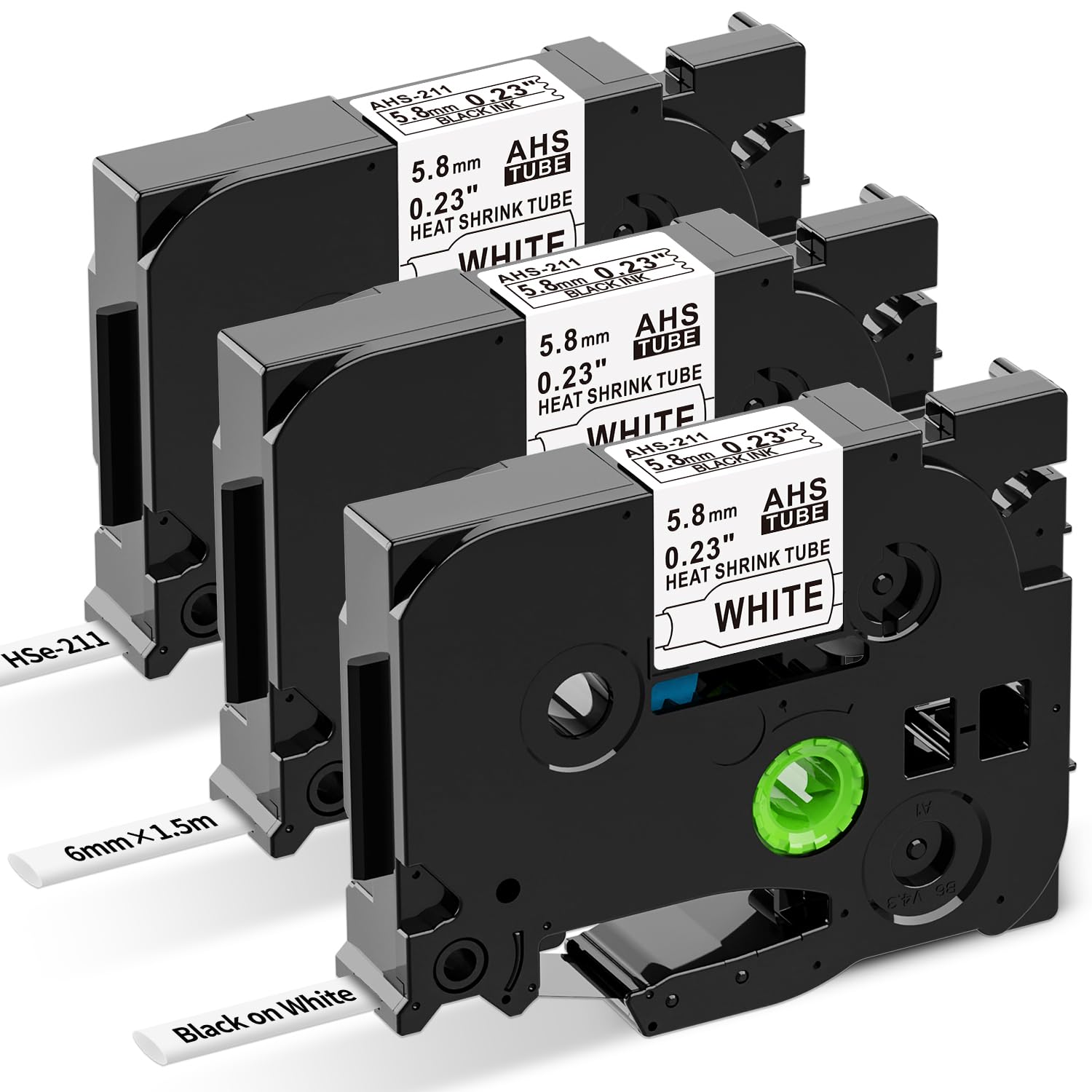 3X Compatible with HSe-211 Brother 5.8mm Heat Shrink Tube Label Tape