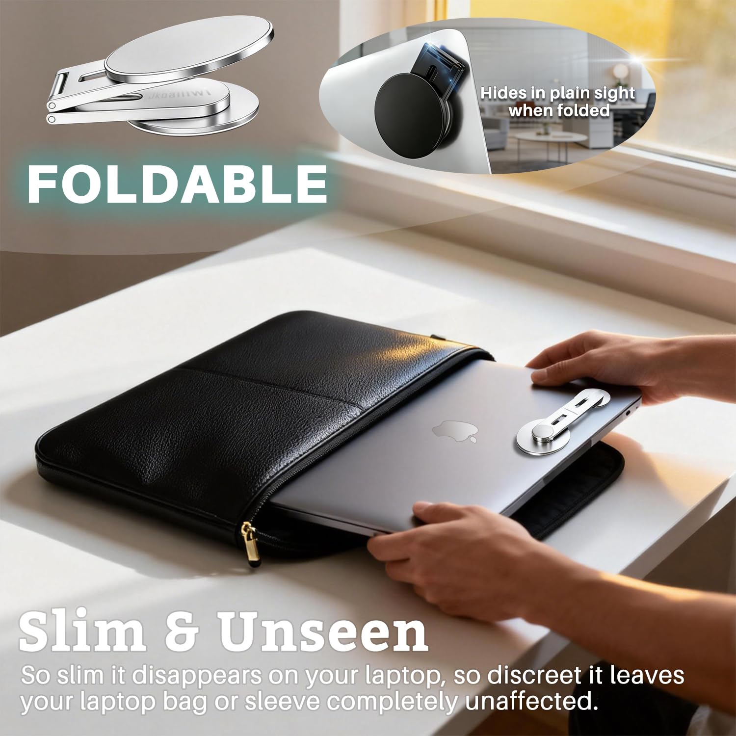 Supporto magnetico per laptop e monitor, supporto laterale nascosto pieghevole, continuità regolabile a 360°, supporto per fotocamera MagSafe iPhone 12-17 Air Pro Max, adatto per Tesla Model
