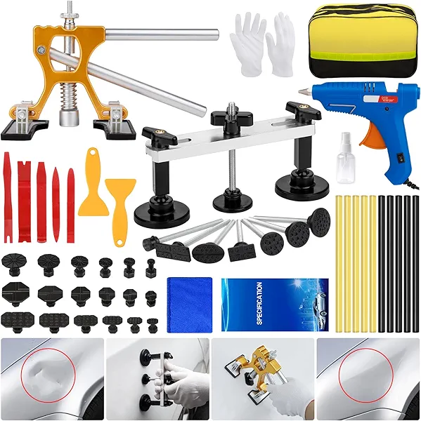 Car Dent Puller Kit, 51 PCS Paintless Dent Removal Kit, Car Dent Repair Kit with Adjustable Dent Lifter & Bridge Puller, Dent Remover Tool for Car Hail Damage DIY Repair