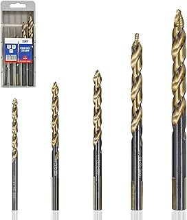 TJR® 4-10mm Brocas helicoidales HSSE Cobalt 5% M35 con punta escalonada, juego de 5 piezas – Duraderas y resistentes al calor, perfectas para metal, madera y plástico