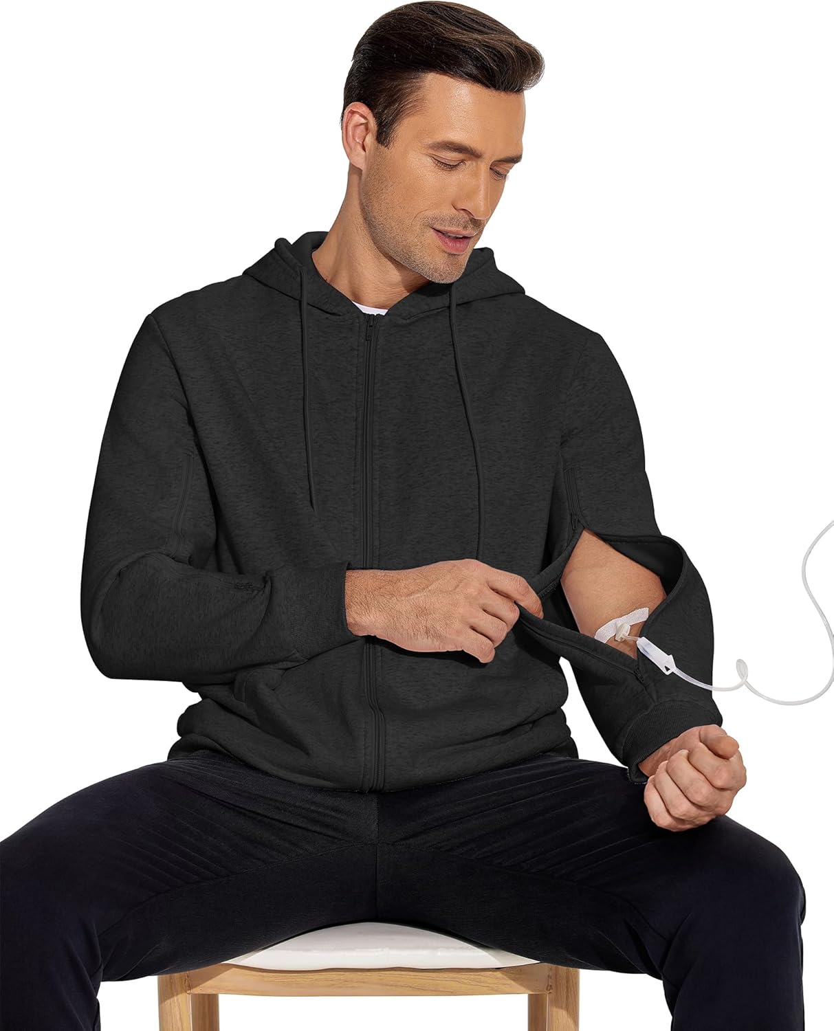 Deyeek Dialysis Sweatshirts with Arm Zipper Jacket Full-Zip Hemodialysis Cotton Warm Heavyweight Sweatshirt - Image 5