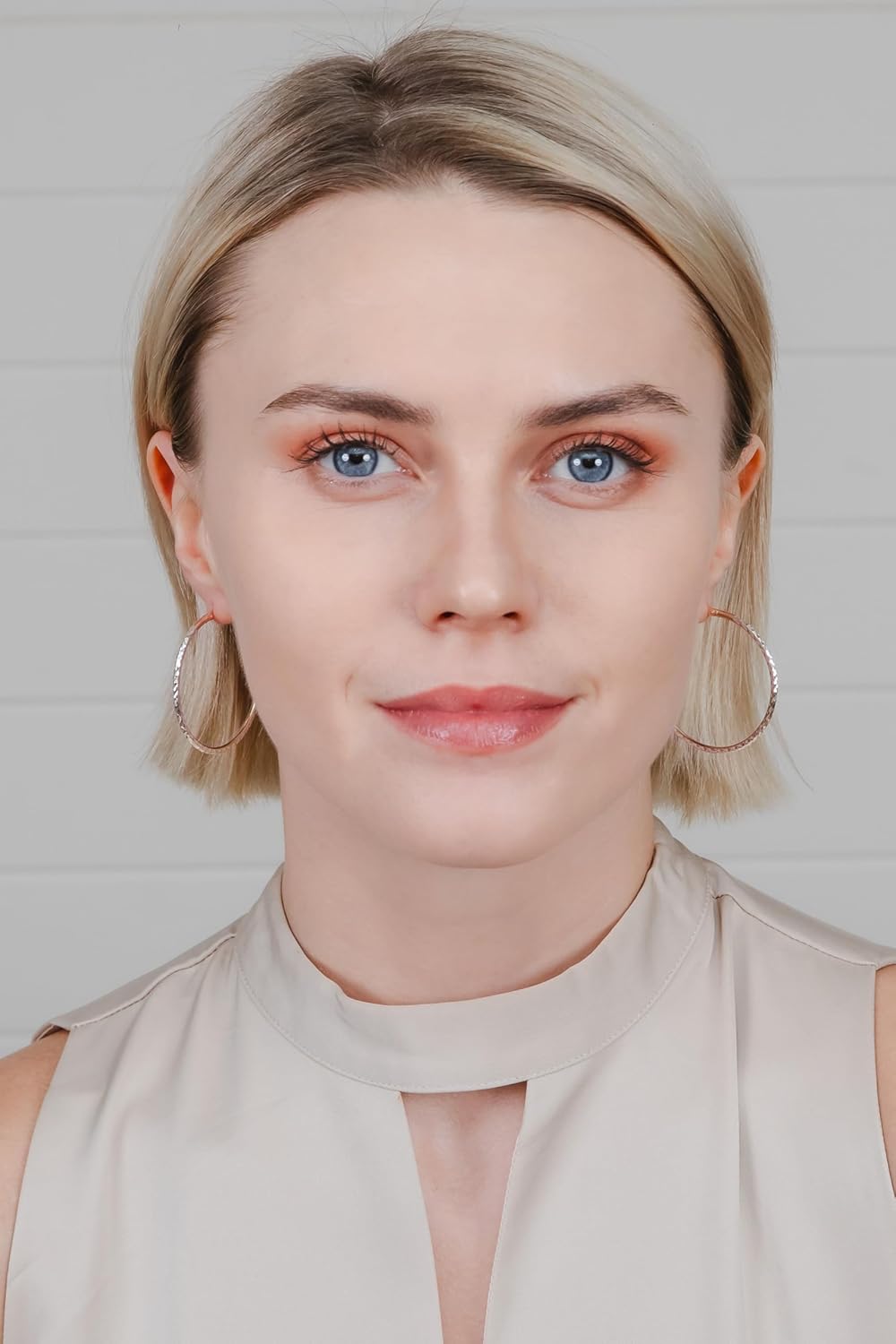 Hoops & Loops 925 Sterling Silver Two-Tone Diamond-Cut Hoop Earrings for Women| Hypoallergenic 14k Yellow Gold, Rose Gold Flash Plate & Silver 2mm Click-Top Hoops, 25mm - 50mm - Image 2