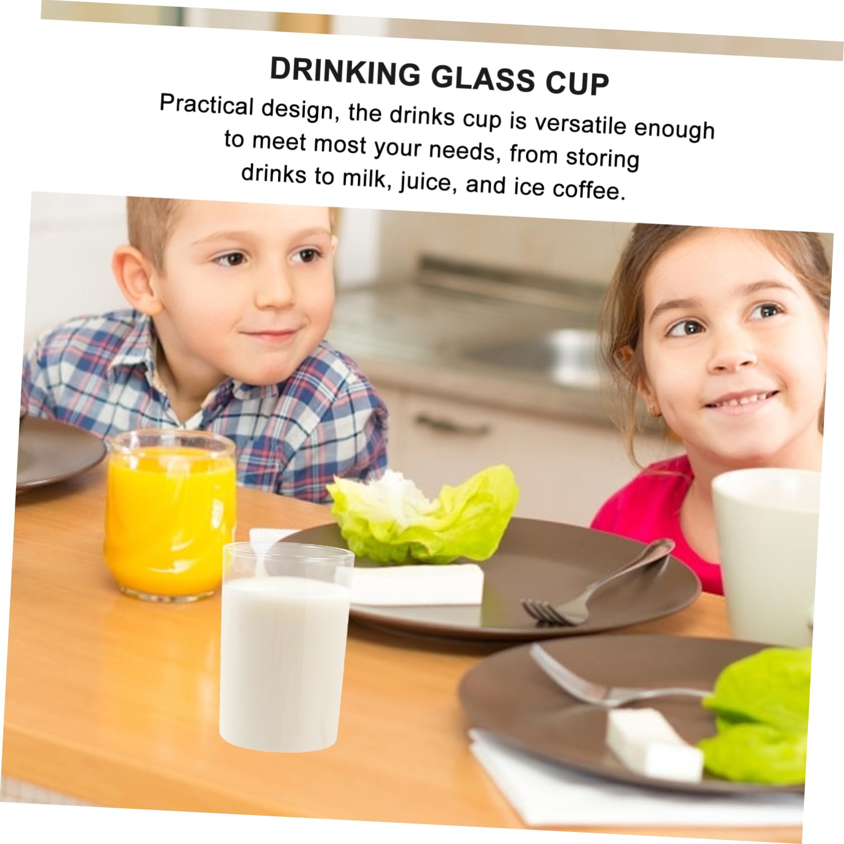 Unomor Elegant Glass Drinking Glasses 6-piece Set Water Juice Bar Tea Beverage Cups for Parties