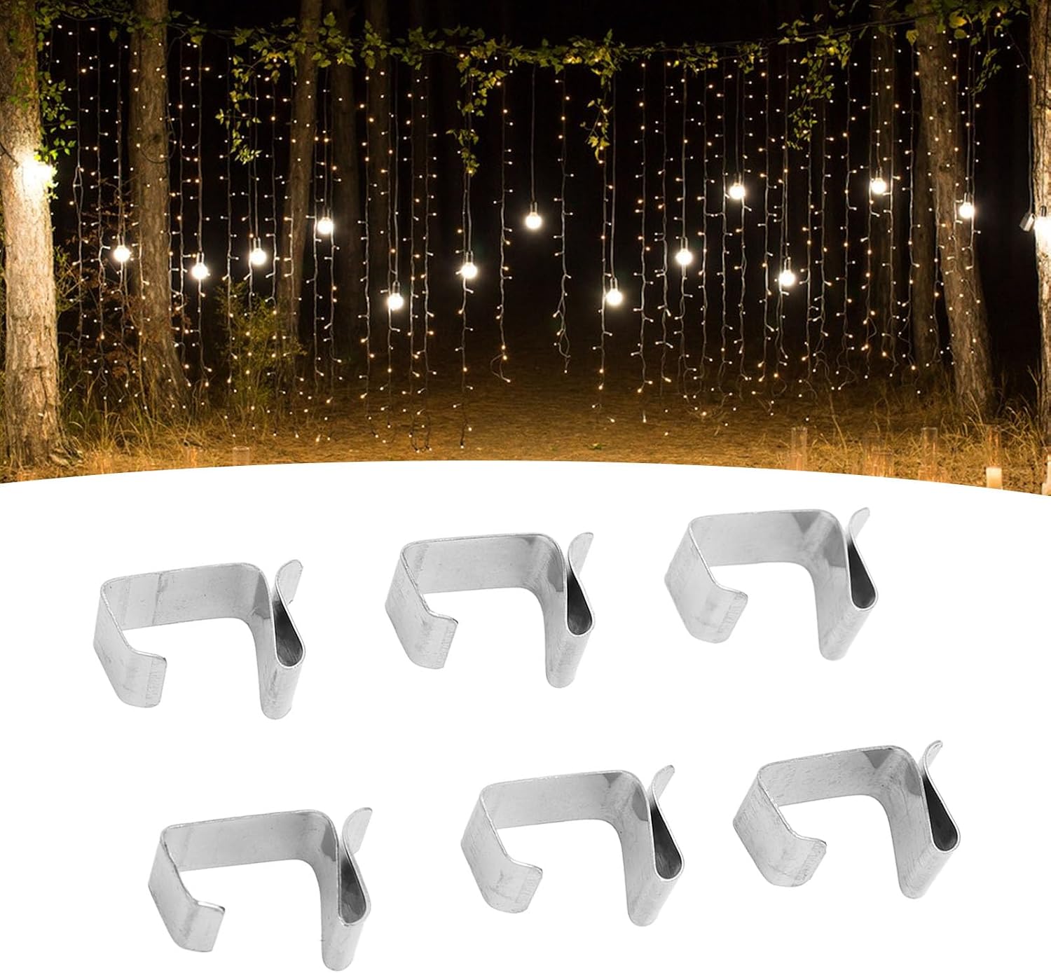 Estink 50Pcs Metal Christmas Lights Gutter Hooks Stainless Steel Strong Light Clips Decorative Hanging Clamps for Outdoor and Indoor Lights (S)