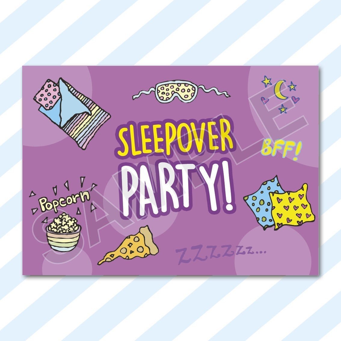 A6 CARDS - Birthday Party Invitations Invites Pack Girls Boys Childrens Kids with Envelopes (Sleepover) (Pack of 12)