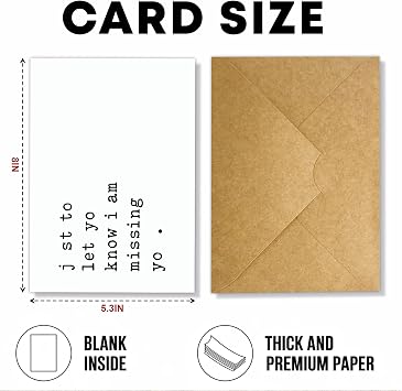 Funny Missing You Greeting Card for Couples and Loved Ones, With Envelope