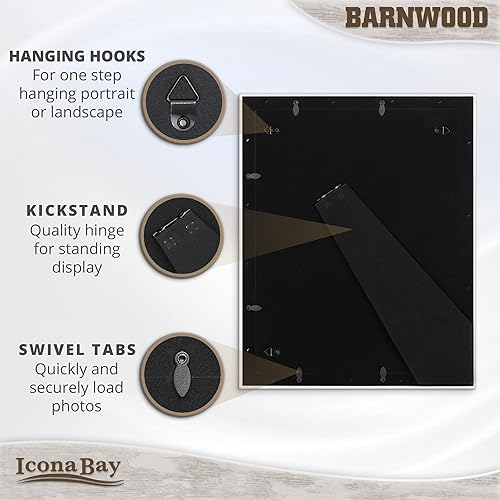 Miniatura 3 de Icona Bay Marco de fotos de roble marrón de 11 x 14 pulgadas, estilo rústico campestre, marco de fotos de 11 x 14 pulgadas, para mesa o montaje en