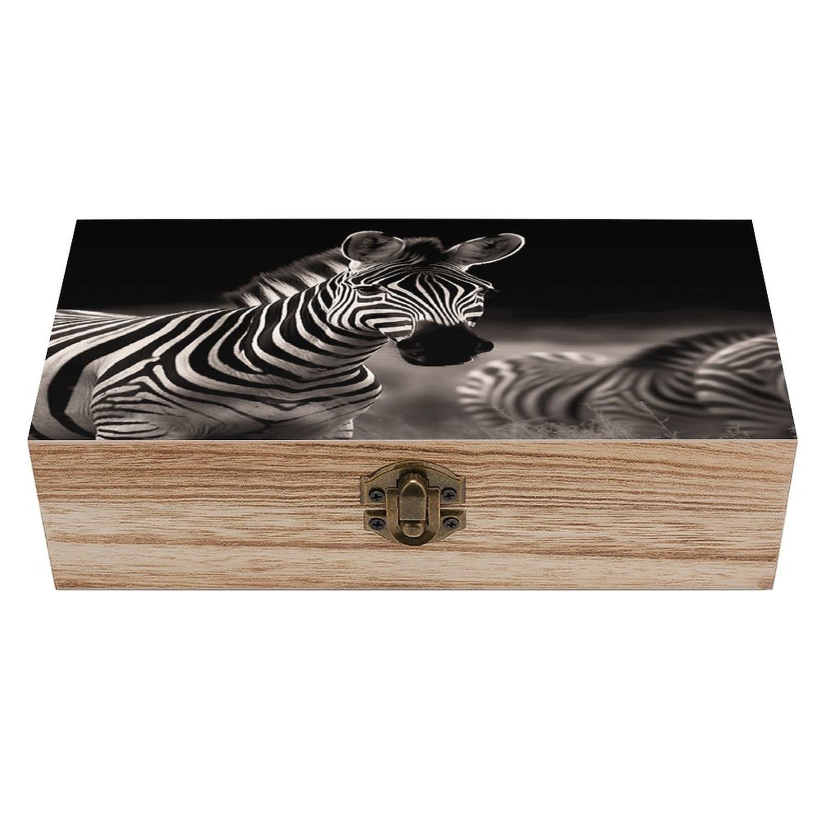 VstaDank Wild Animals Zebra Wooden Storage Box Wooden Keepsake Box with Hinged Lid Exquisite Solid Wood Decorative Jewelry Case Memory Box for Jewelry Photos Letters Crafts Trinkets