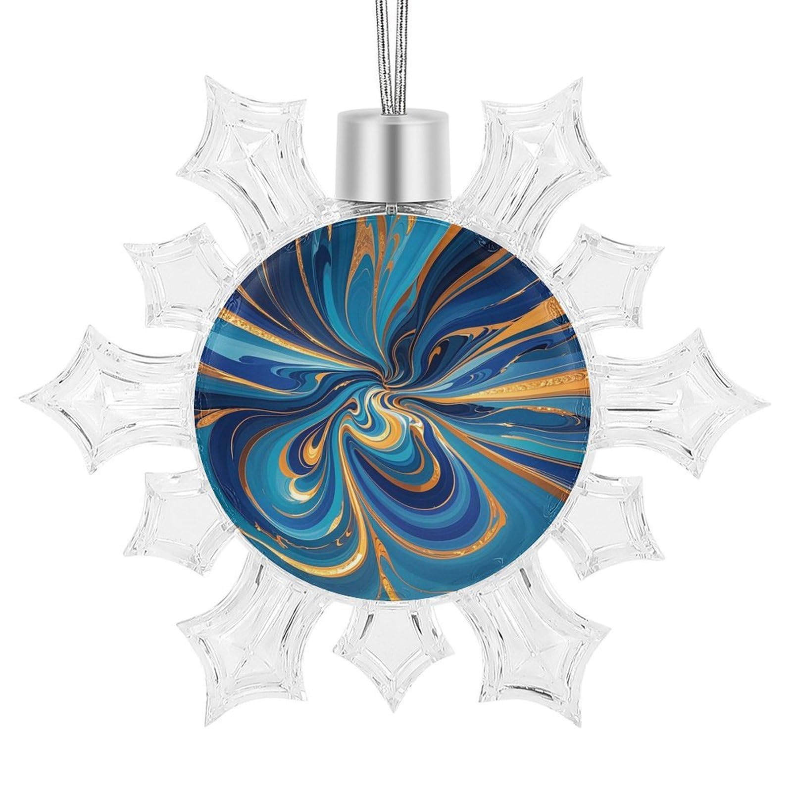Pendentif flocon de neige marbre bleu idée cadeau invités Noël