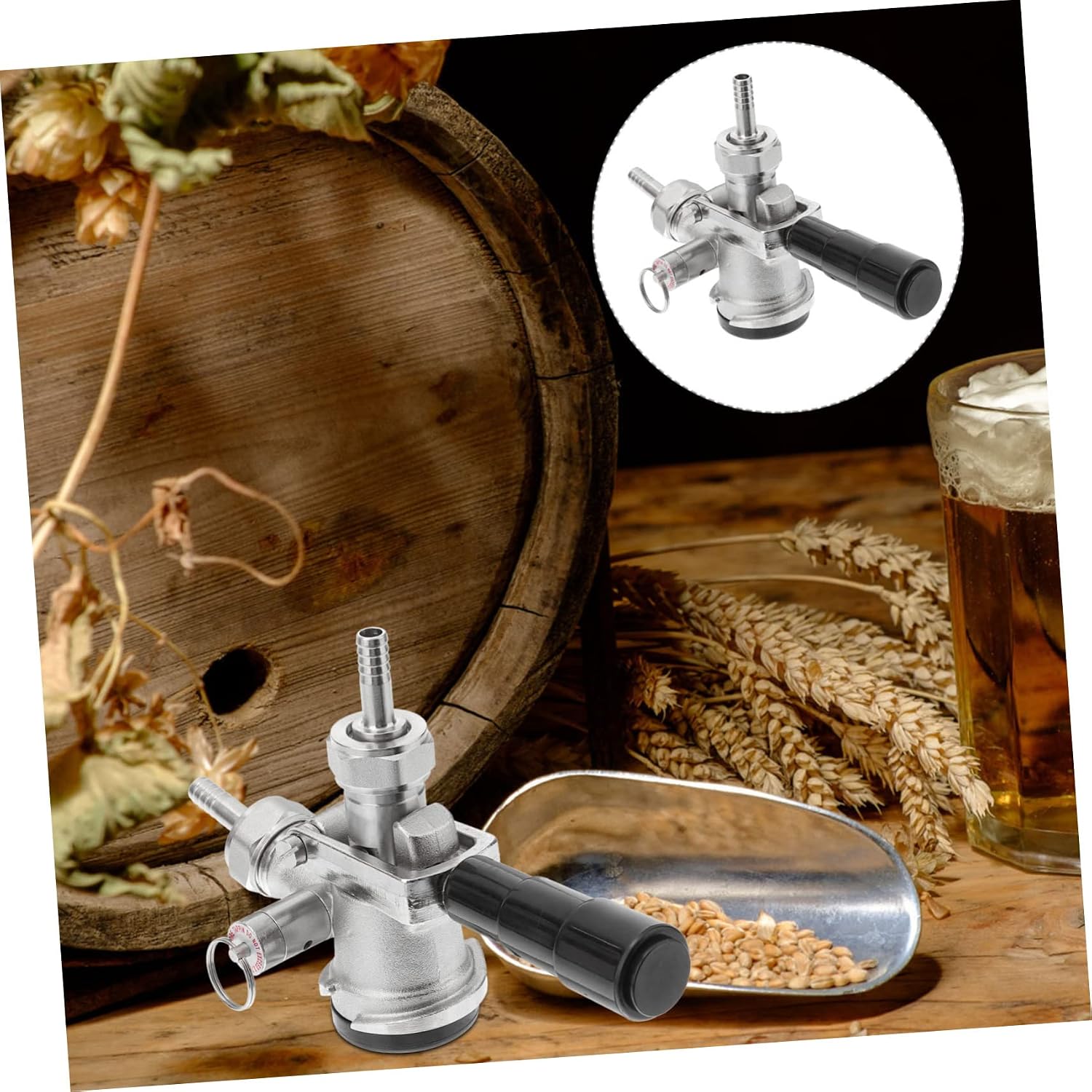 LIFKOME 1set d System Beer Keg Coupler Pressure Relief Valve Keg Tap Distributor for Easy Installation and Leak Prevention Home Brewing and Draft Beer Systems