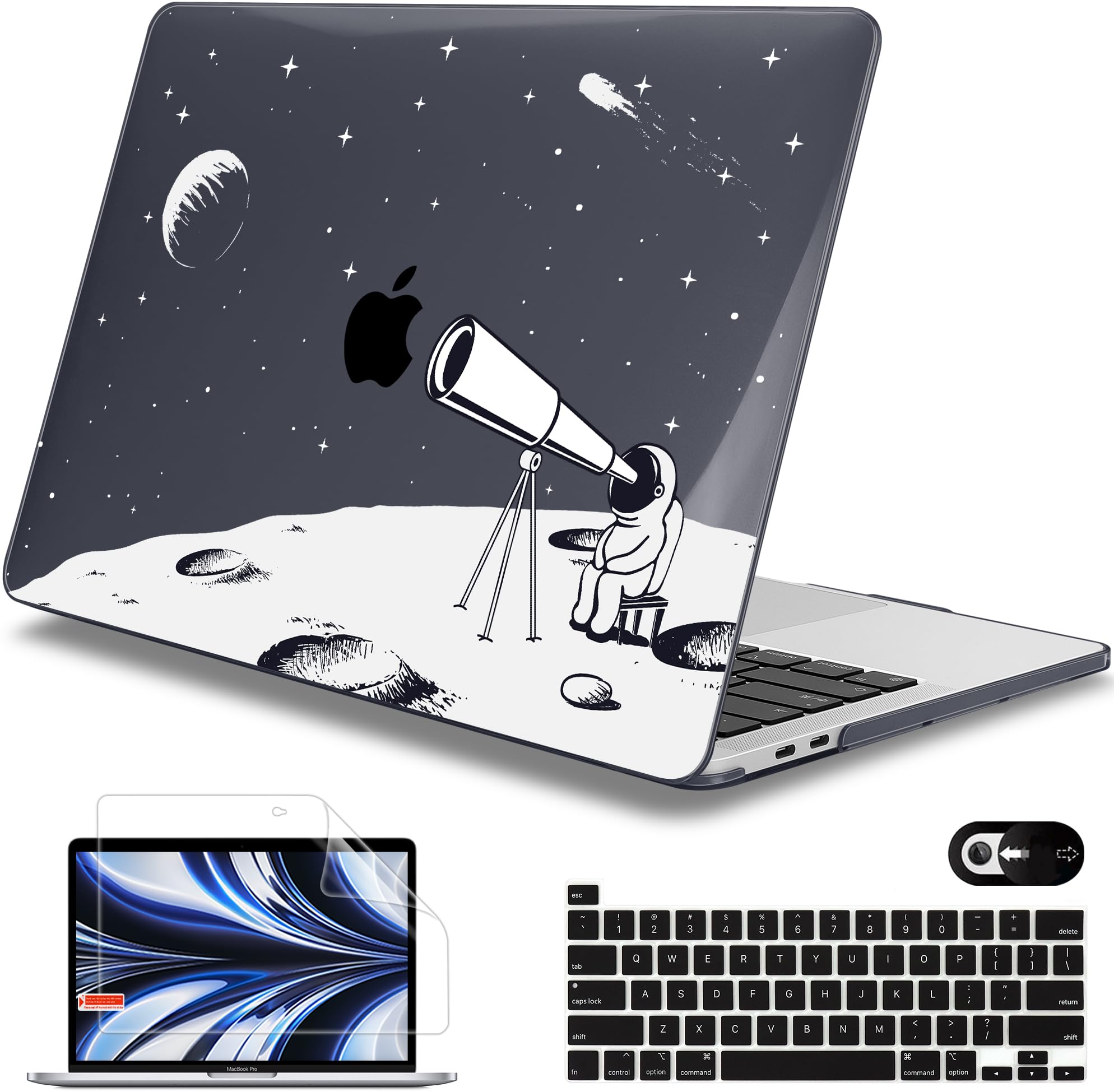 Mektron for MacBook Pro 13-inch Case 2022 2021 2020 Release A2338 M2 M1 A2289 A2251, Printed Plastic Hard Shell Cover for New MacBook Pro 13.3-inch Touch Bar Fits Touch ID, Astronauts