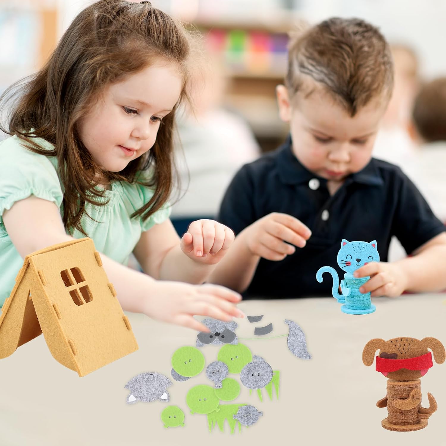 Coola Animal Hide & Seek Craft Kit - 8Pcs Preschool Beginner's DIY Toy Set for Kids Ages 3-6, Includes Cat, Dog, Giraffe, Raccoon, for Boys & Girls 4-8 Years