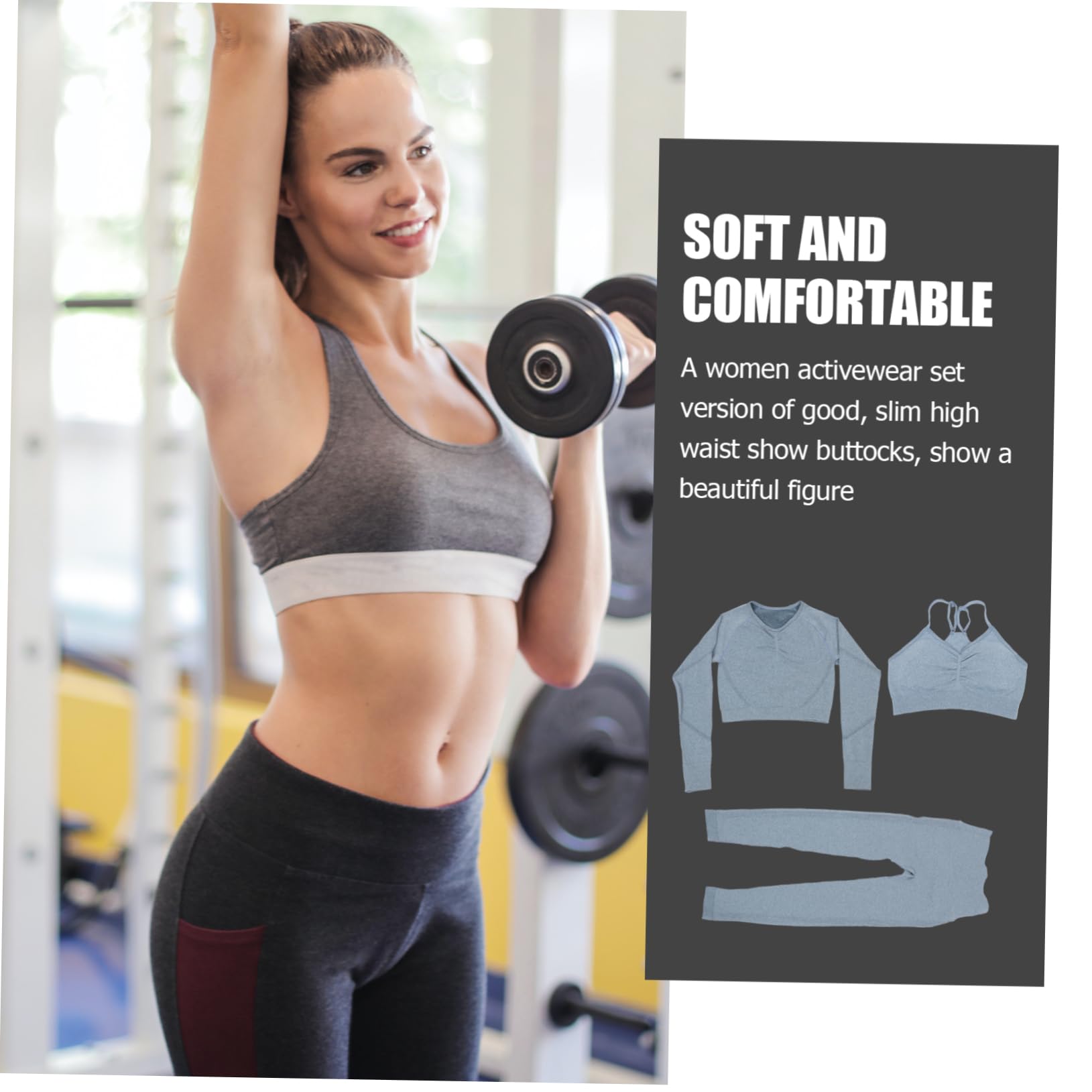Beaupretty Yoga pour Femme Leggings Haute sans Coutures à Manches Longues Survêtement Élastique pour Sport Et Fitness