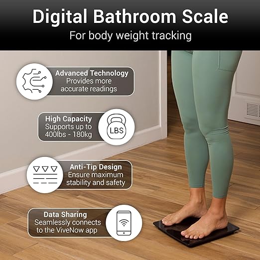 Báscula Digital Inteligente Vive Precision con Bluetooth, 400 lb, Negra miniatura 2