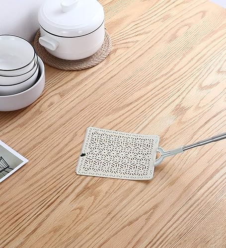 Miniatura 5 de Aracoware Matamoscas extensibles grandes, matamoscas de polietileno, cabeza de plástico de polietileno, mango telescópico de acero inoxidable,