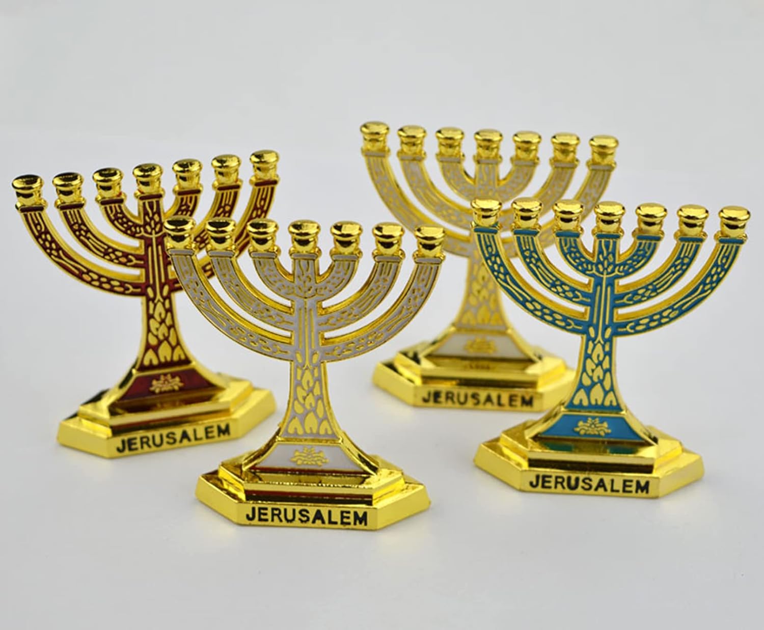 Israel Jerusalem Menorah Jewish Menorah Decorative Home Desktop Ornament 12 Tribes Icons Symbol Candle ?Holder Decor (6 cm * 5.2 cm)