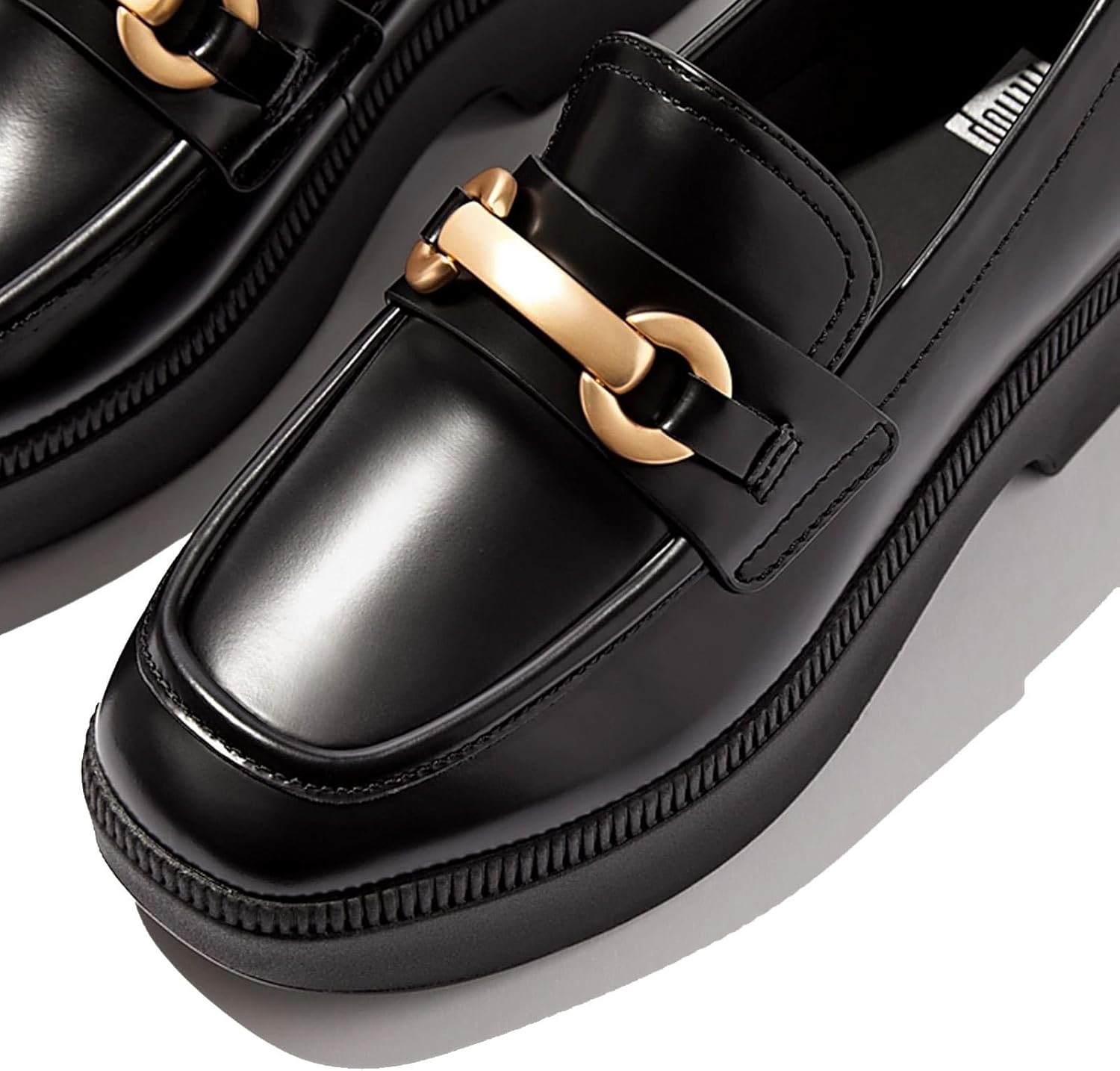 FitFlop Womens F-luma Chunky-Snaffle Box-Leather Demi-Wedge Loafers - Image 3