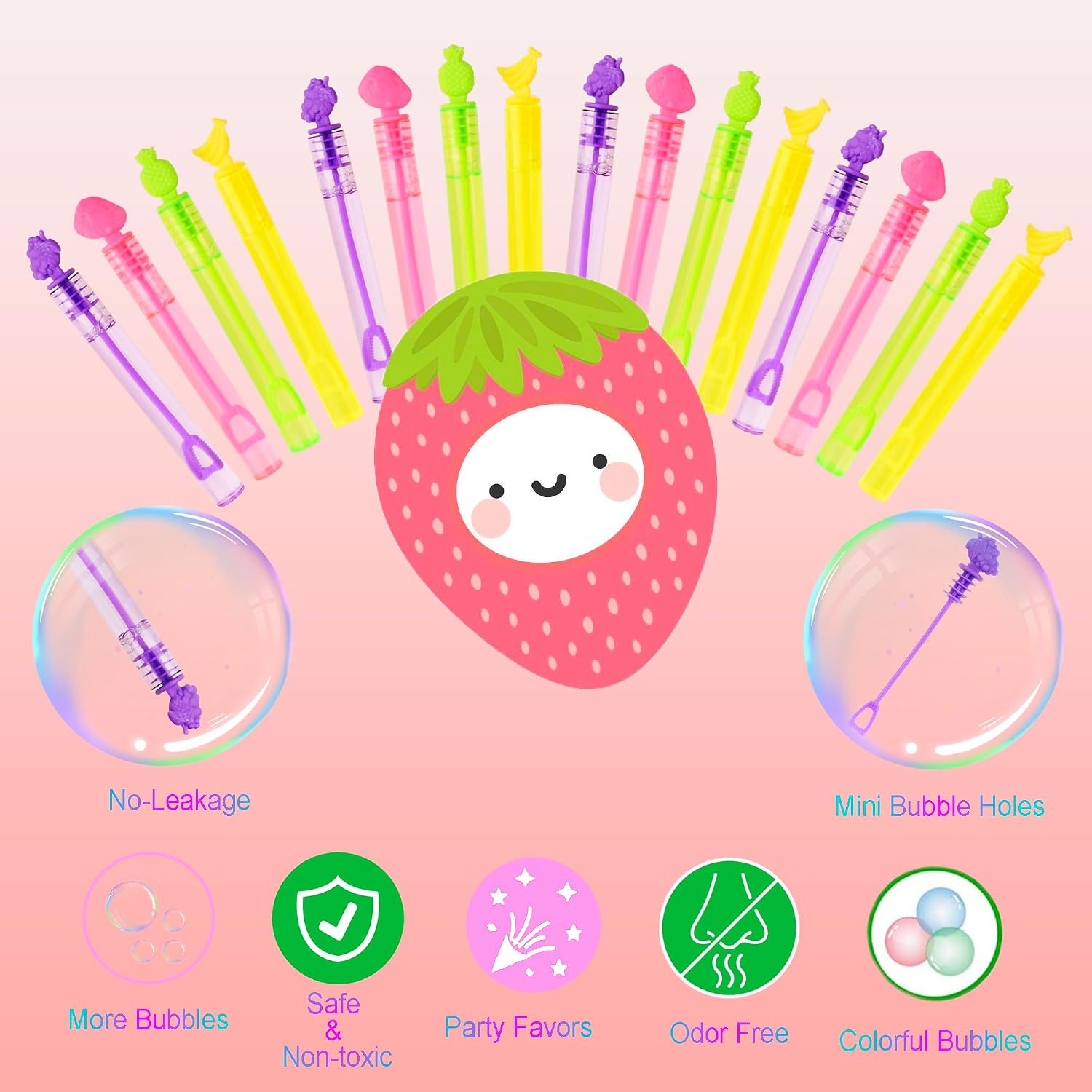 Mini Bubbles for Kids Party Favors,32 PCS Small Bubble Wands Toys Bulk for Classroom Prize,Birthday Goodie Bag Stuffers,Bubble Blower Toy Sticks with Bubble Solutions,Gift Box,Fruit Strawberry Design