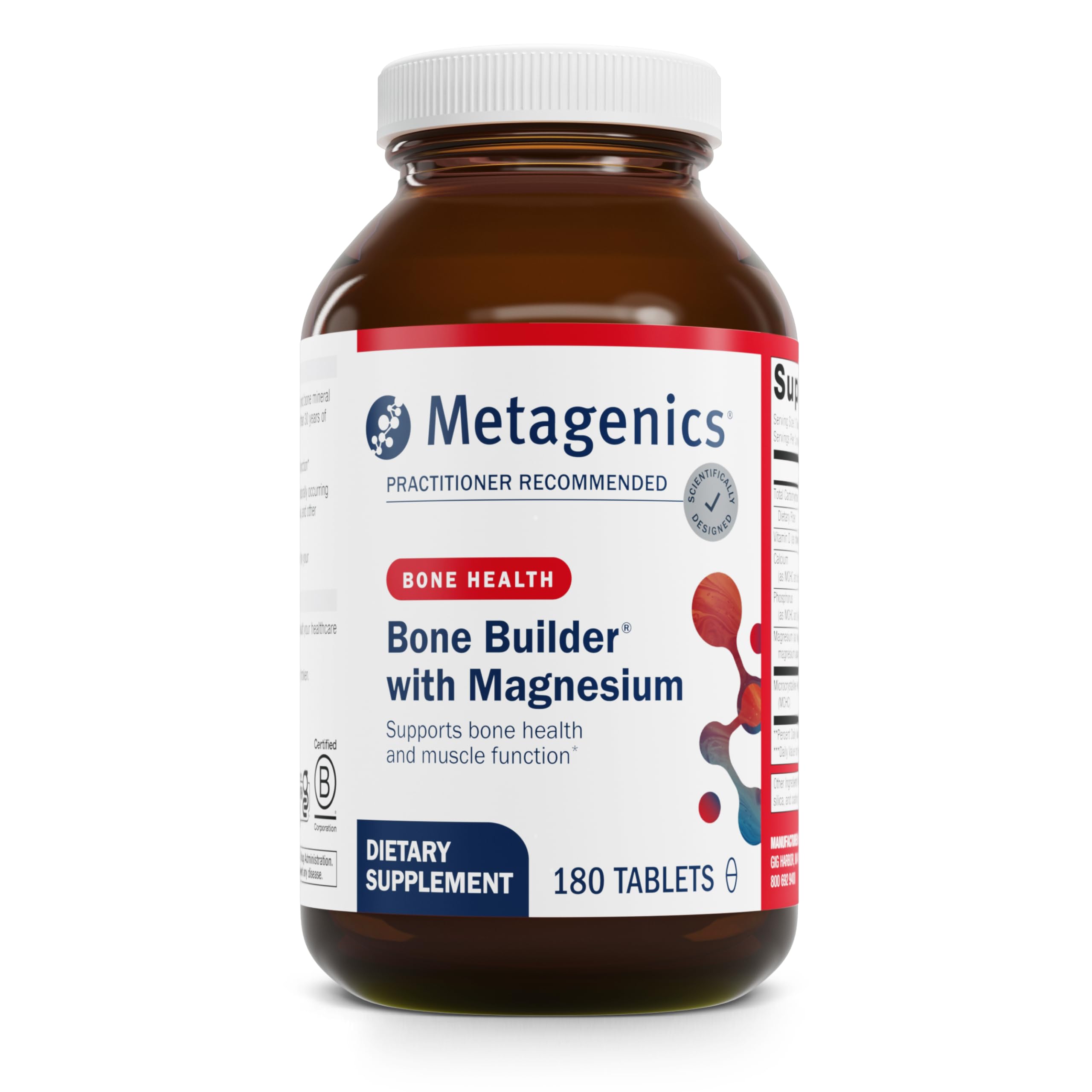 Metagenics Bone Builder with Magnesium - for Comprehensive Bone Strength & Wellness* - with Calcium, Vitamin D & Chelated Magnesium for Quick Absorption - Non-GMO & Gluten-Free - 180 Tablets