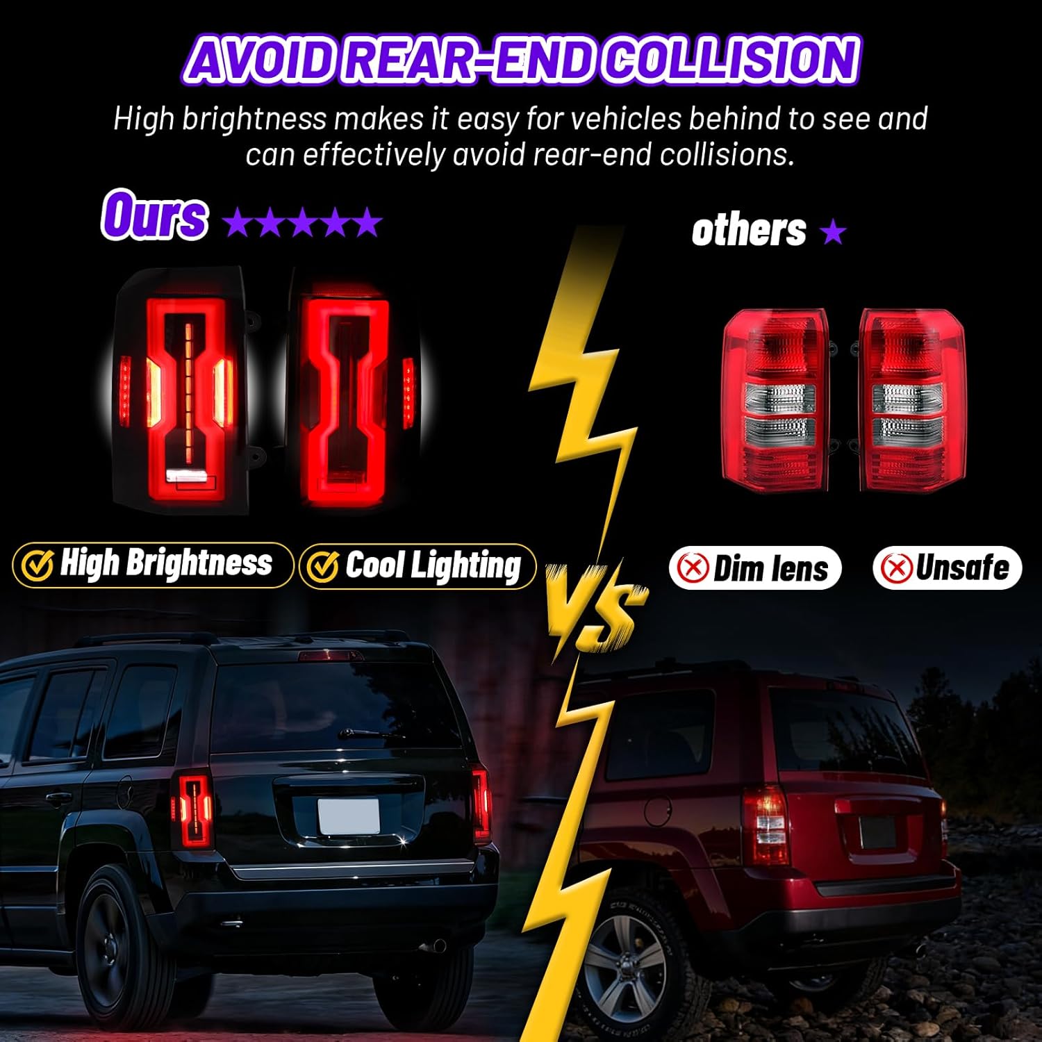 LED Tail Lights Assembly Compatible with 2008-2017 Jeep Patriot, Driver and Passenger Side